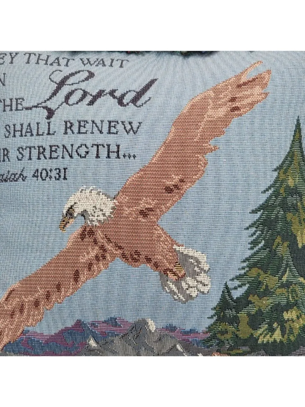 Vtg Decorative Bible Verse Throw Pillow With Eagle & Isaiah 40:31